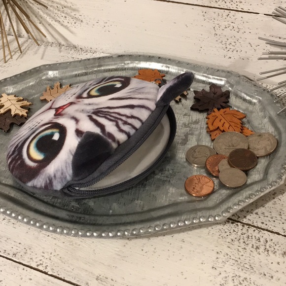 Grey Kitty Cat Coin Purse - Picture 3 of 7